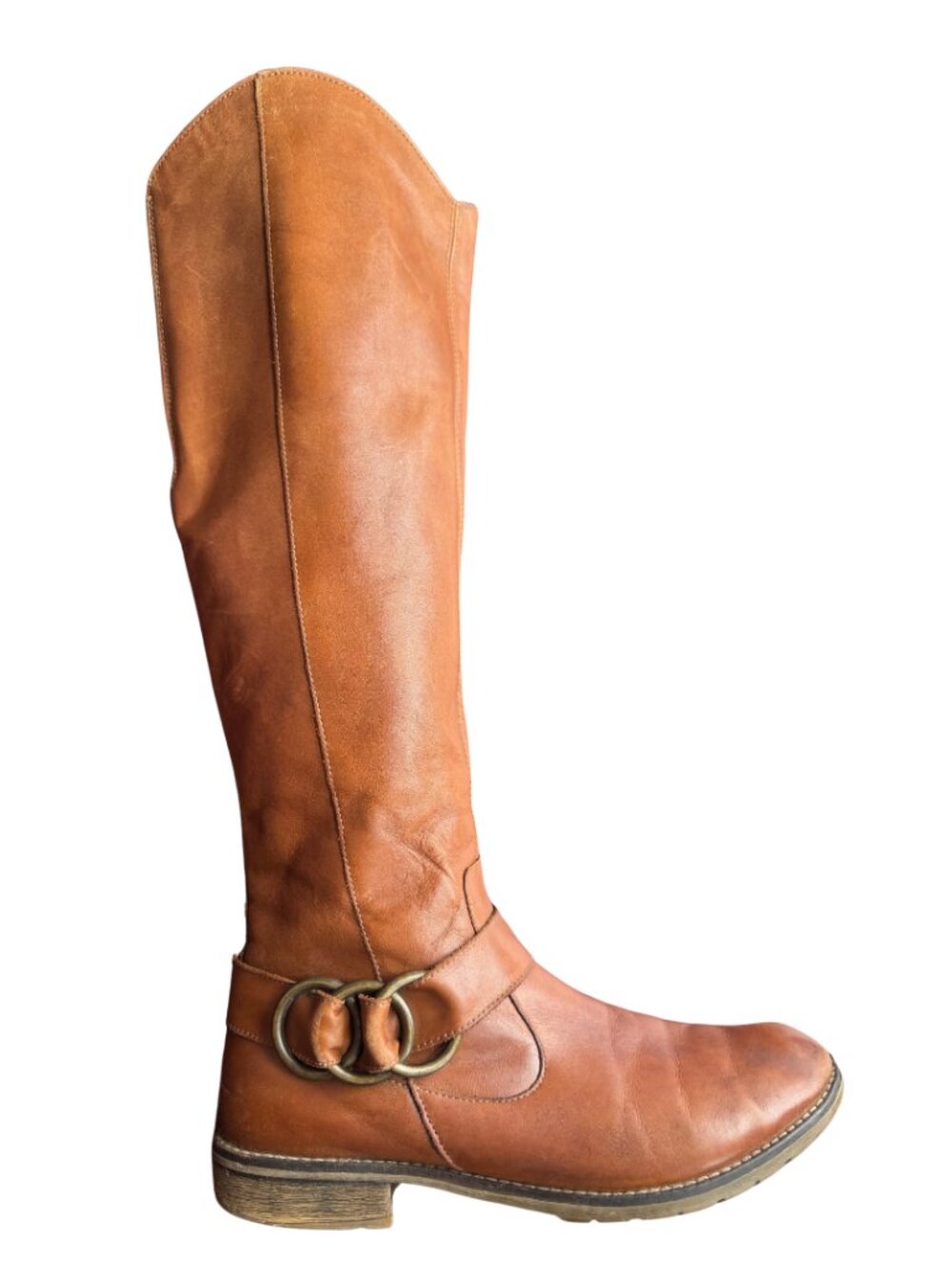 Remonte Tan Brown Leather Tall Women's Riding Boots Buckle Size 40 Size 9 Slouch